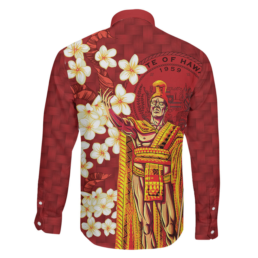 Hawaii King Kamehameha Family Matching Off The Shoulder Long Sleeve Dress and Hawaiian Shirt Plumeria Lauhala Pattern LT01 - Polynesian Pride