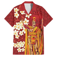 Hawaii King Kamehameha Family Matching Short Sleeve Bodycon Dress and Hawaiian Shirt Plumeria Lauhala Pattern LT01 Dad's Shirt - Short Sleeve Red - Polynesian Pride