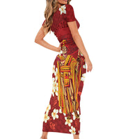Hawaii King Kamehameha Family Matching Short Sleeve Bodycon Dress and Hawaiian Shirt Plumeria Lauhala Pattern LT01 - Polynesian Pride