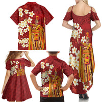Hawaii King Kamehameha Family Matching Summer Maxi Dress and Hawaiian Shirt Plumeria Lauhala Pattern LT01 - Polynesian Pride