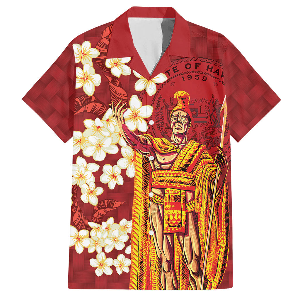 Hawaii King Kamehameha Hawaiian Shirt Plumeria Lauhala Pattern