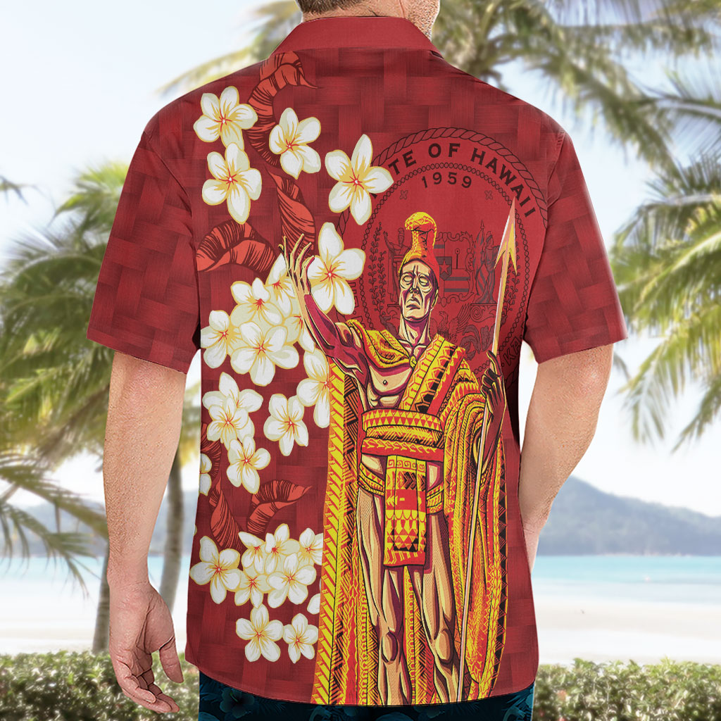 Hawaii King Kamehameha Hawaiian Shirt Plumeria Lauhala Pattern