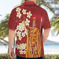 Hawaii King Kamehameha Hawaiian Shirt Plumeria Lauhala Pattern