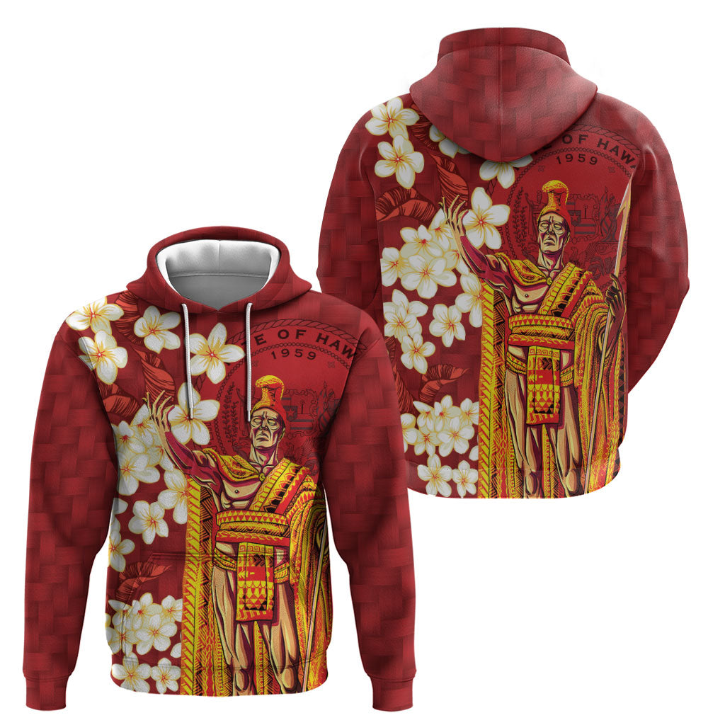 Hawaii King Kamehameha Hoodie Plumeria Lauhala Pattern