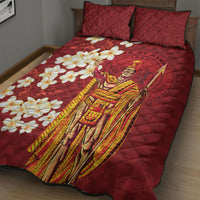 Hawaii King Kamehameha Quilt Bed Set Plumeria Lauhala Pattern