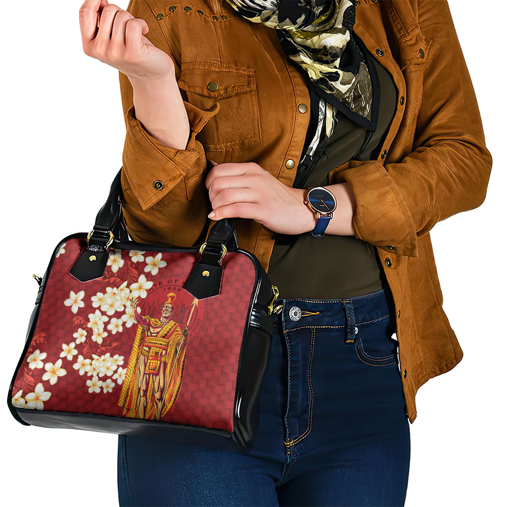 Hawaii King Kamehameha Shoulder Handbag Plumeria Lauhala Pattern
