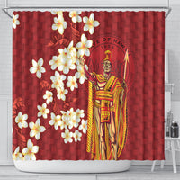 Hawaii King Kamehameha Shower Curtain Plumeria Lauhala Pattern