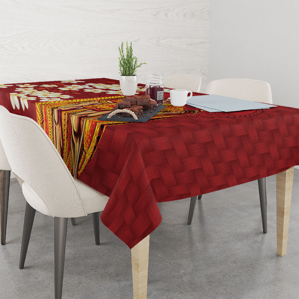 Hawaii King Kamehameha Tablecloth Plumeria Lauhala Pattern