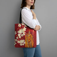 Hawaii King Kamehameha Tote Bag Plumeria Lauhala Pattern