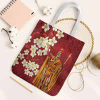 Hawaii King Kamehameha Tote Bag Plumeria Lauhala Pattern
