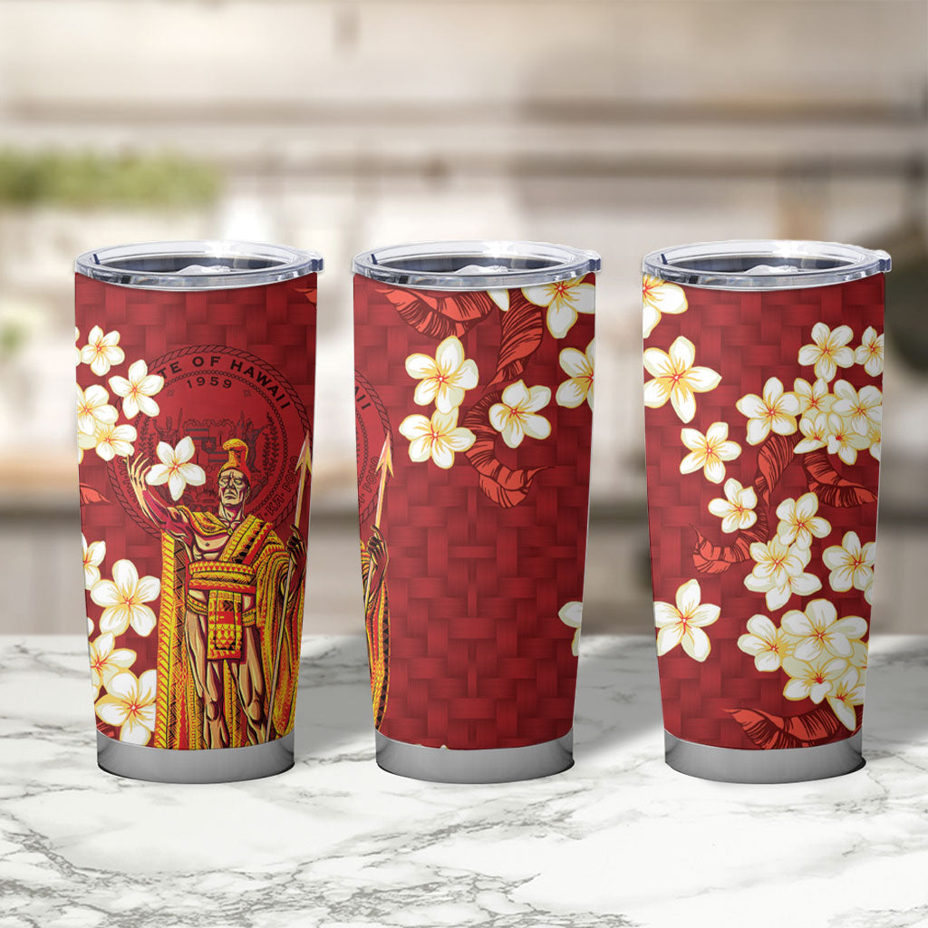 Hawaii King Kamehameha Tumbler Cup Plumeria Lauhala Pattern