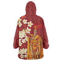 Hawaii King Kamehameha Wearable Blanket Hoodie Plumeria Lauhala Pattern