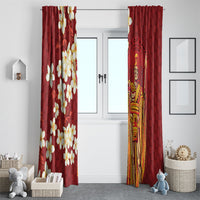Hawaii King Kamehameha Window Curtain Plumeria Lauhala Pattern