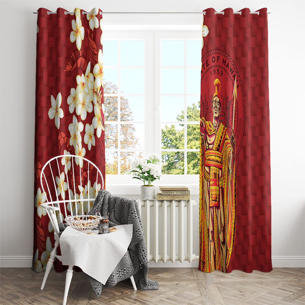 Hawaii King Kamehameha Window Curtain Plumeria Lauhala Pattern