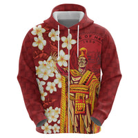 Hawaii King Kamehameha Zip Hoodie Plumeria Lauhala Pattern