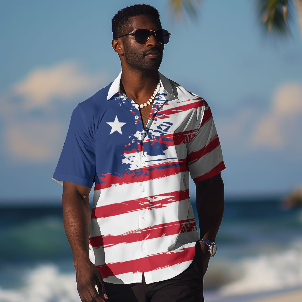 Liberia Flag Hawaiian Shirt Grunge Stylized