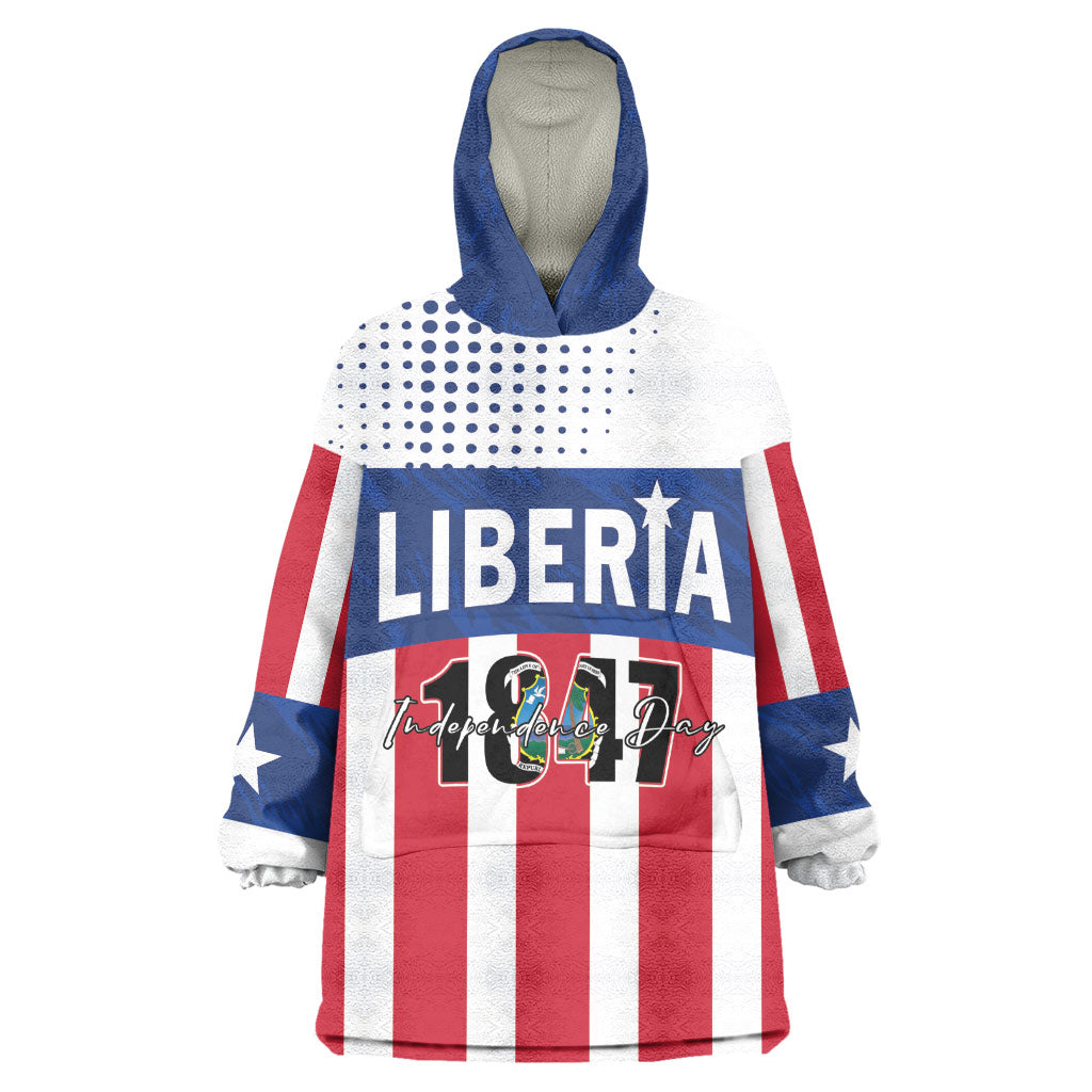 Personalized Liberia 1847 Kid Wearable Blanket Hoodie Happy Independence Day
