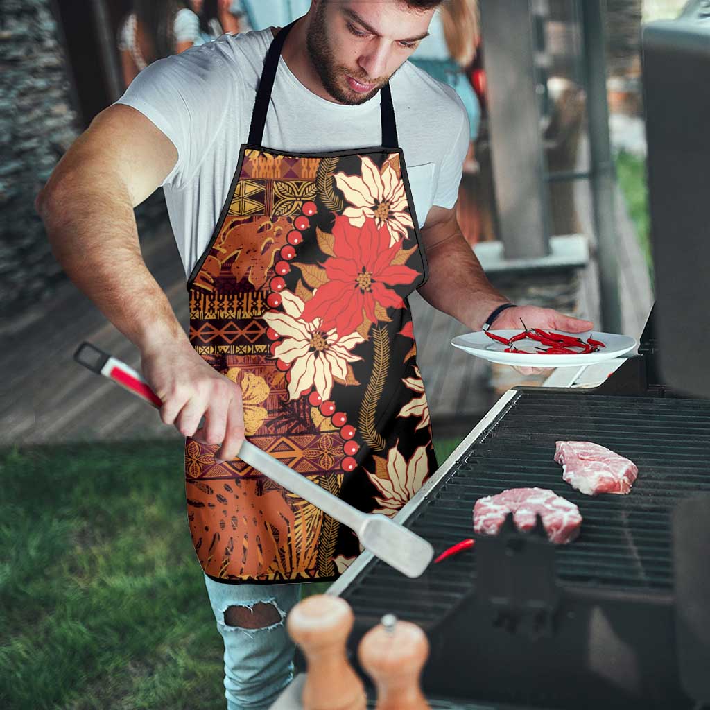 Hawaii Christmas Poinsettia Lei Apron Tapa Pattern - Polynesian Pride