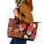 Hawaii Christmas Poinsettia Lei Leather Tote Bag Tapa Pattern - Polynesian Pride