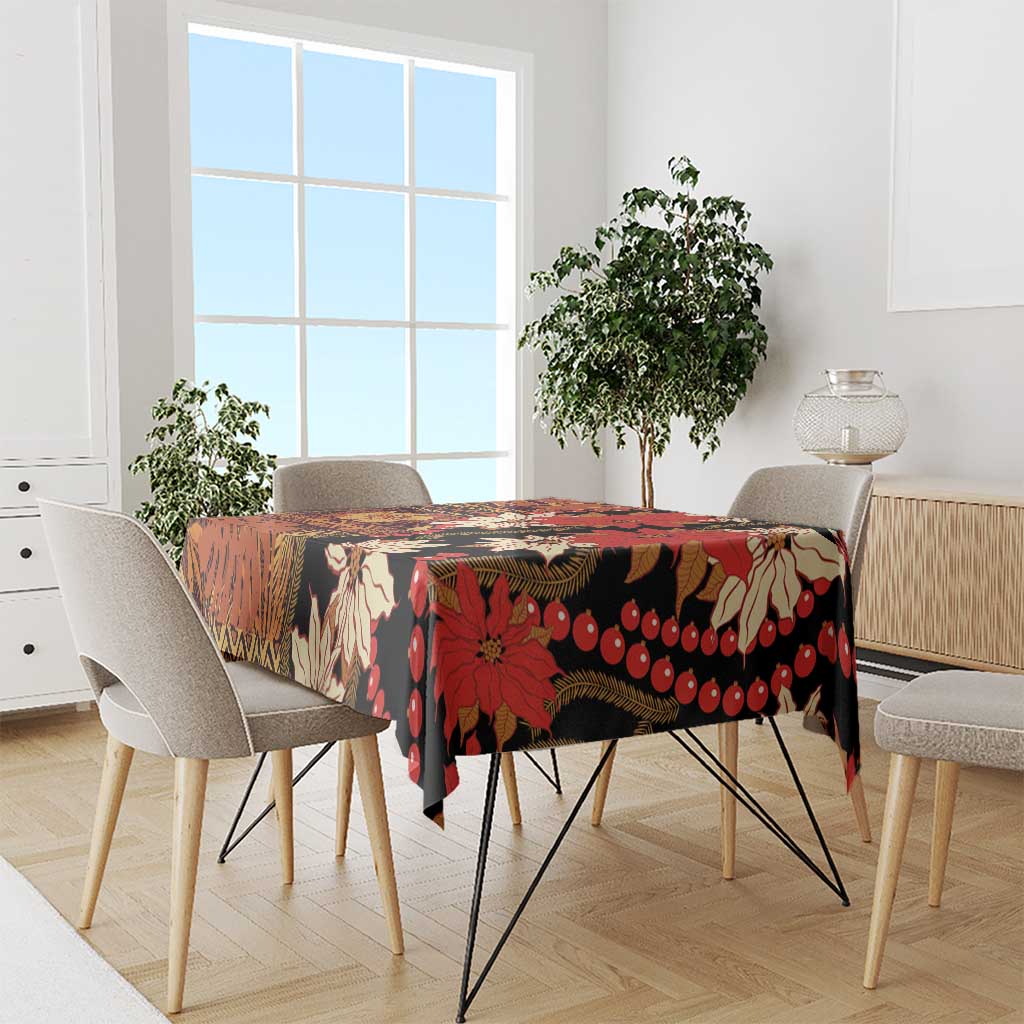 Hawaii Christmas Poinsettia Lei Tablecloth Tapa Pattern - Polynesian Pride