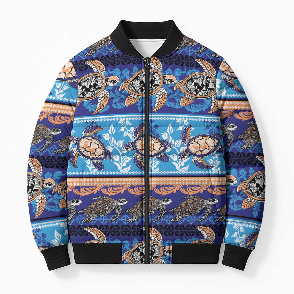 Hawaii Turtles Pattern Special Blue Bomber Puffer Jacket LT01 Unisex Blue - Polynesian Pride