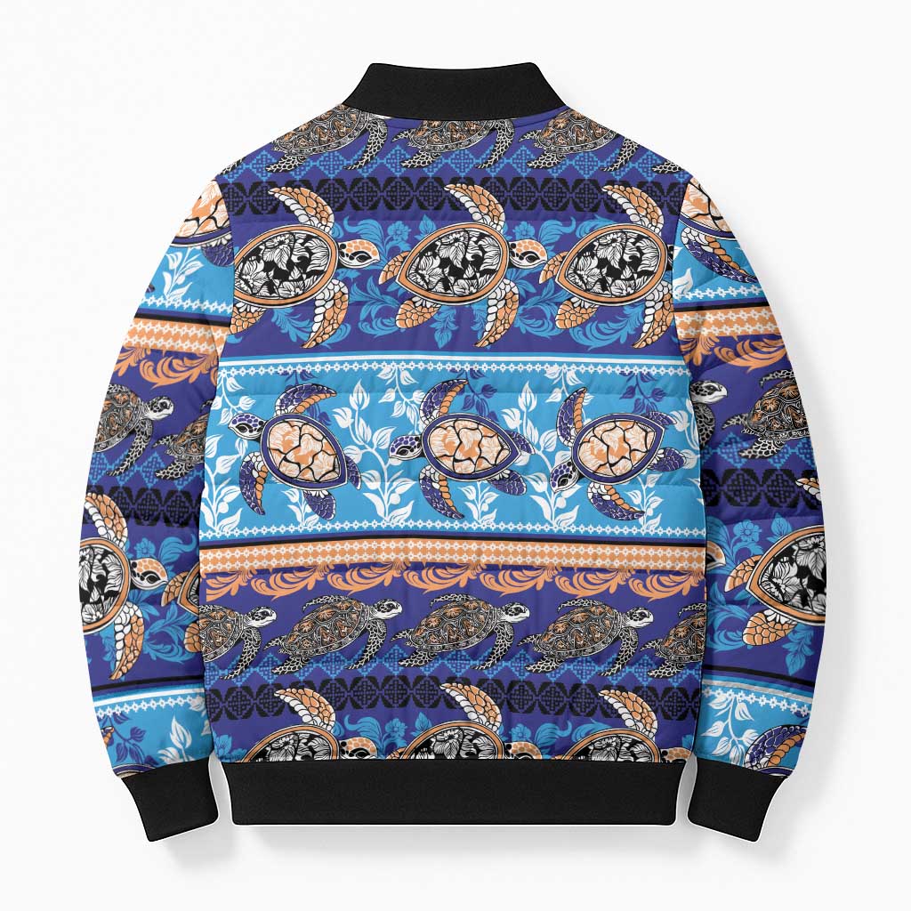 Hawaii Turtles Pattern Special Blue Bomber Puffer Jacket - Polynesian Pride