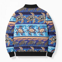Hawaii Turtles Pattern Special Blue Bomber Puffer Jacket - Polynesian Pride