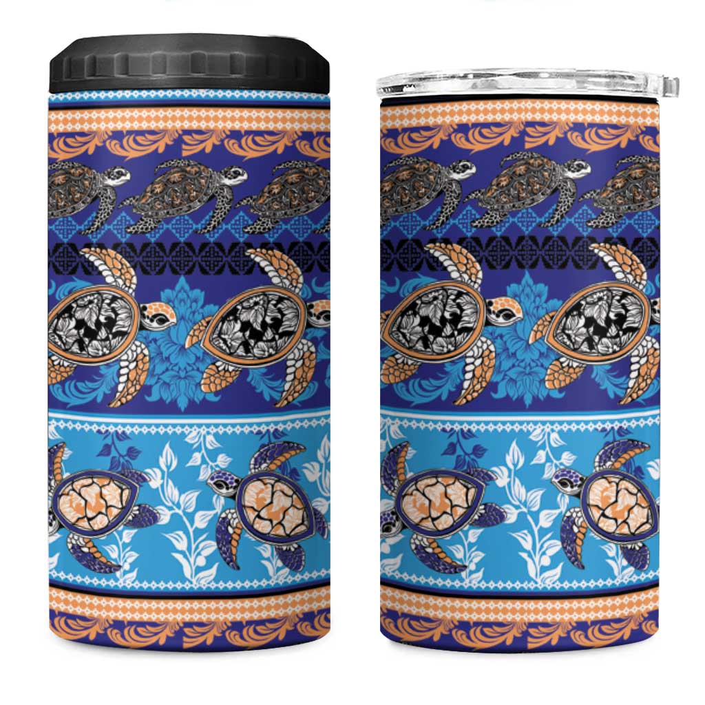 Hawaii Turtles Pattern Special Blue 4 in 1 Can Cooler Tumbler LT01 One Size: 16 oz Blue - Polynesian Pride
