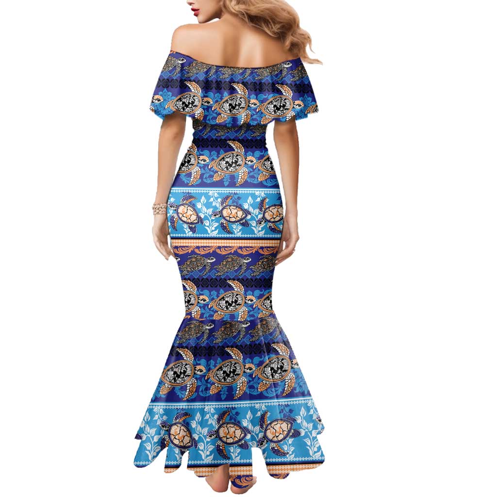 Hawaii Turtles Pattern Special Blue Family Matching Mermaid Dress and Hawaiian Shirt - Polynesian Pride