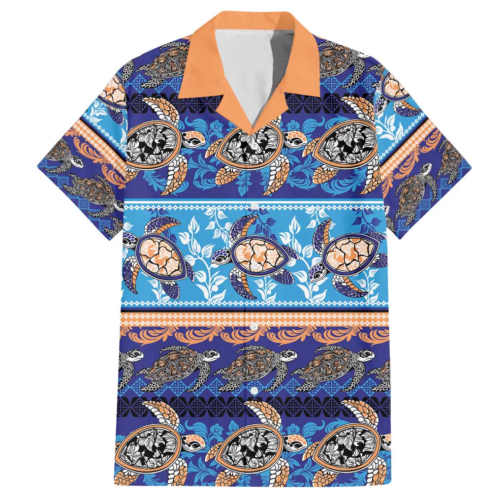 Hawaii Turtles Pattern Special Blue Family Matching Off Shoulder Maxi Dress and Hawaiian Shirt - Polynesian Pride