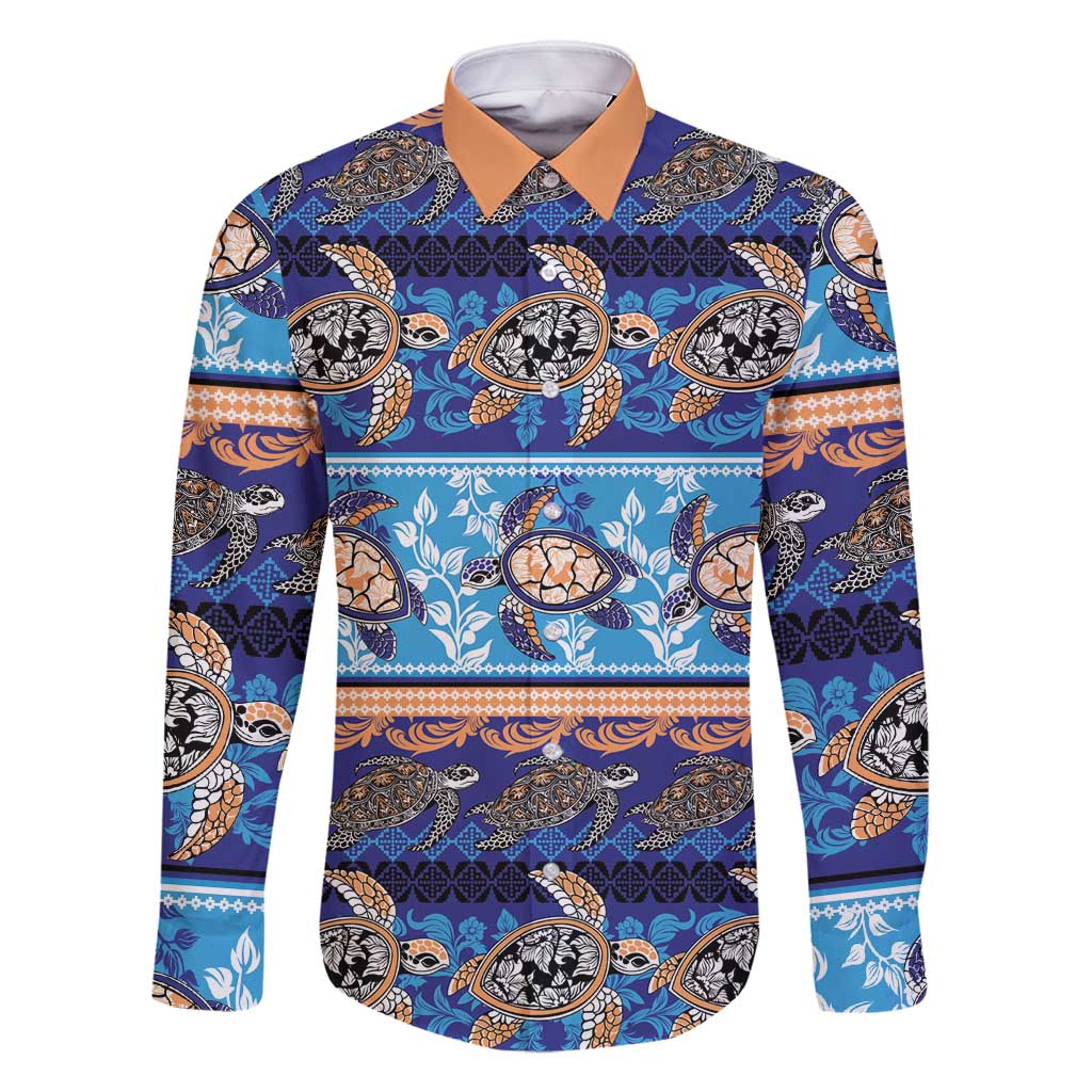 Hawaii Turtles Pattern Special Blue Family Matching Off Shoulder Maxi Dress and Hawaiian Shirt - Polynesian Pride