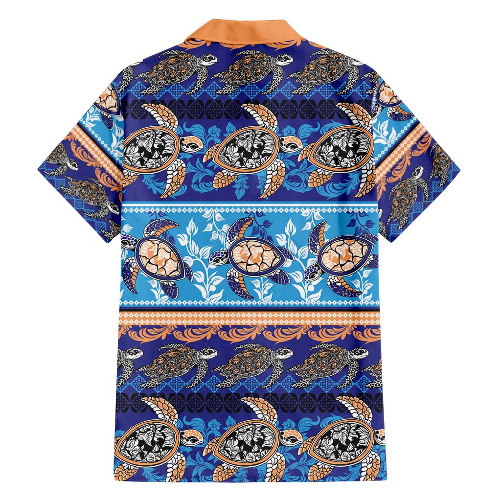 Hawaii Turtles Pattern Special Blue Family Matching Off Shoulder Short Dress and Hawaiian Shirt - Polynesian Pride