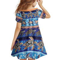 Hawaii Turtles Pattern Special Blue Family Matching Puletasi and Hawaiian Shirt - Polynesian Pride