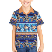 Hawaii Turtles Pattern Special Blue Family Matching Puletasi and Hawaiian Shirt - Polynesian Pride