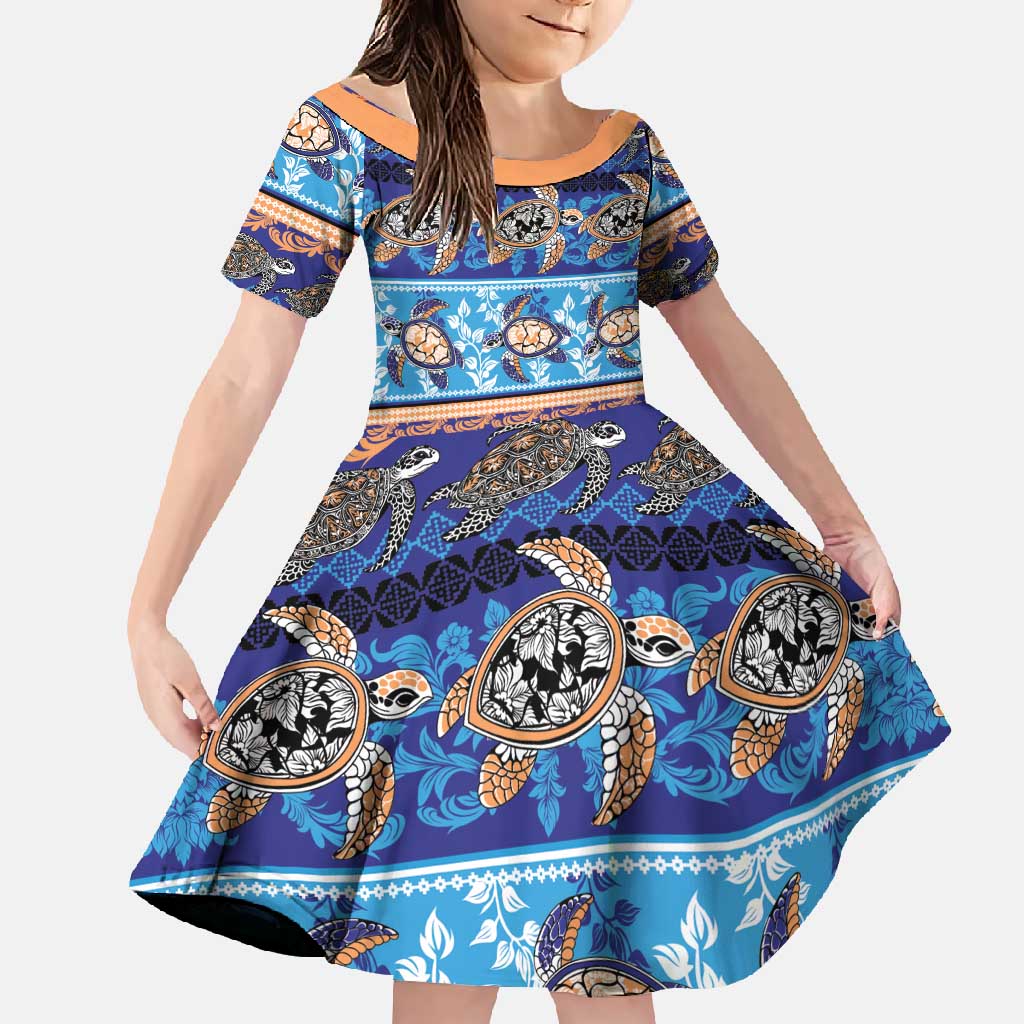 Hawaii Turtles Pattern Special Blue Family Matching Summer Maxi Dress and Hawaiian Shirt - Polynesian Pride