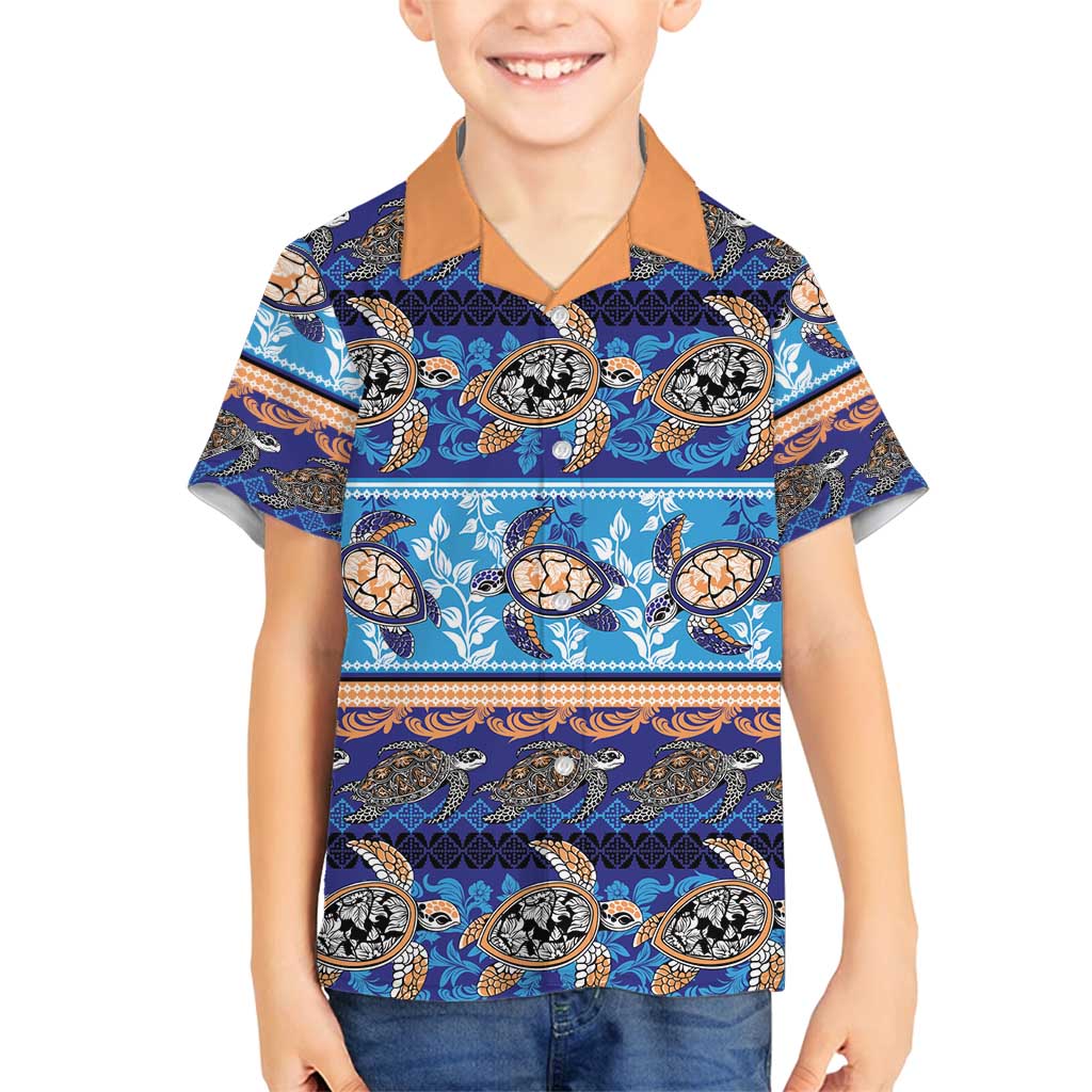 Hawaii Turtles Pattern Special Blue Family Matching Summer Maxi Dress and Hawaiian Shirt - Polynesian Pride