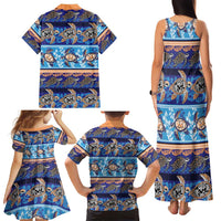 Hawaii Turtles Pattern Special Blue Family Matching Tank Maxi Dress and Hawaiian Shirt LT01 - Polynesian Pride