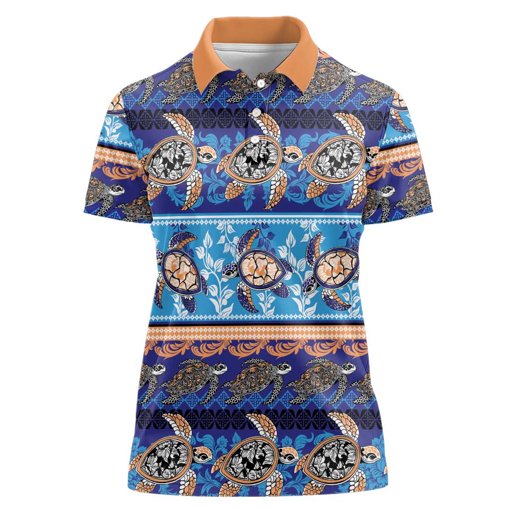 Hawaii Turtles Pattern Special Blue Women Polo Shirt LT01 Female Blue - Polynesian Pride