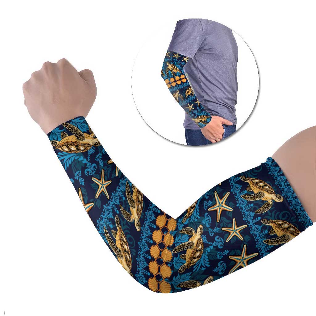 Hawaii Turtles Starfish Unique Pattern Arm Sleeves LT01 Set of 2 Blue - Polynesian Pride
