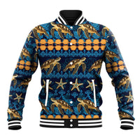 Hawaii Turtles Starfish Unique Pattern Baseball Jacket - Polynesian Pride