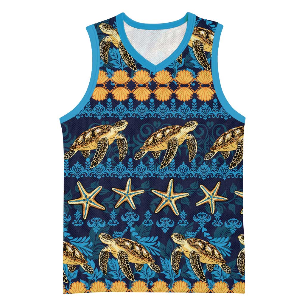 Hawaii Turtles Starfish Unique Pattern Basketball Jersey - Polynesian Pride