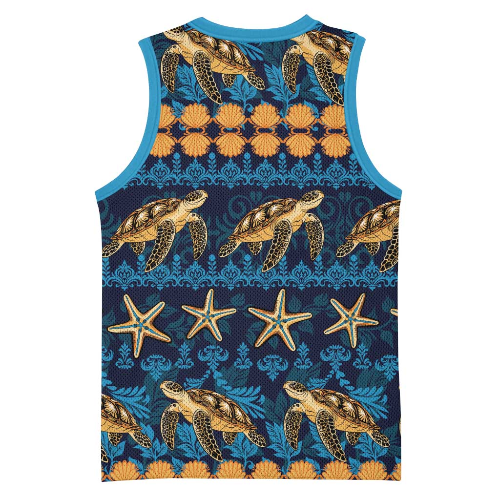 Hawaii Turtles Starfish Unique Pattern Basketball Jersey - Polynesian Pride