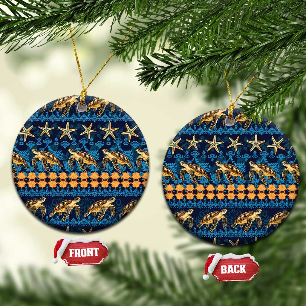 Hawaii Turtles Starfish Unique Pattern Ceramic Ornament - Polynesian Pride