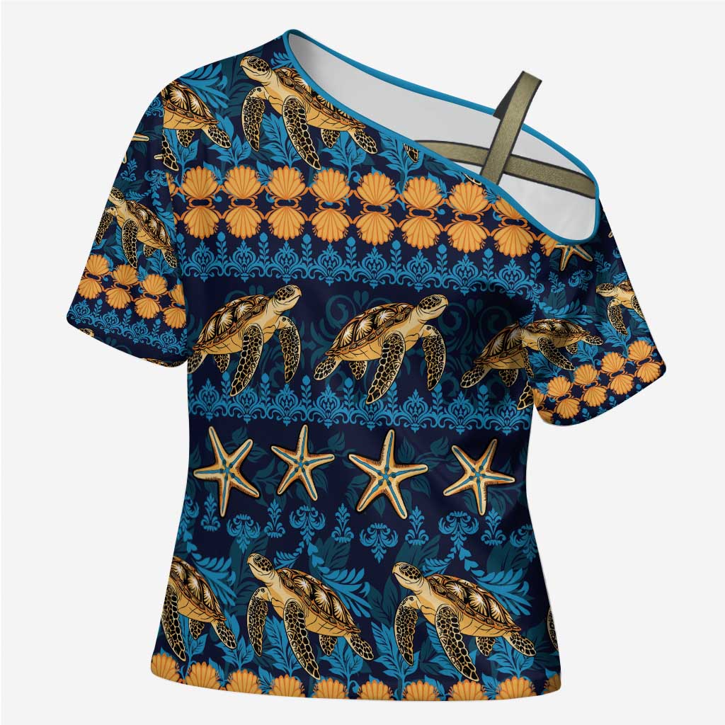 Hawaii Turtles Starfish Unique Pattern Cross Shoulder Shirt - Polynesian Pride