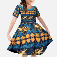 Hawaii Turtles Starfish Unique Pattern Family Matching Off Shoulder Maxi Dress and Hawaiian Shirt - Polynesian Pride