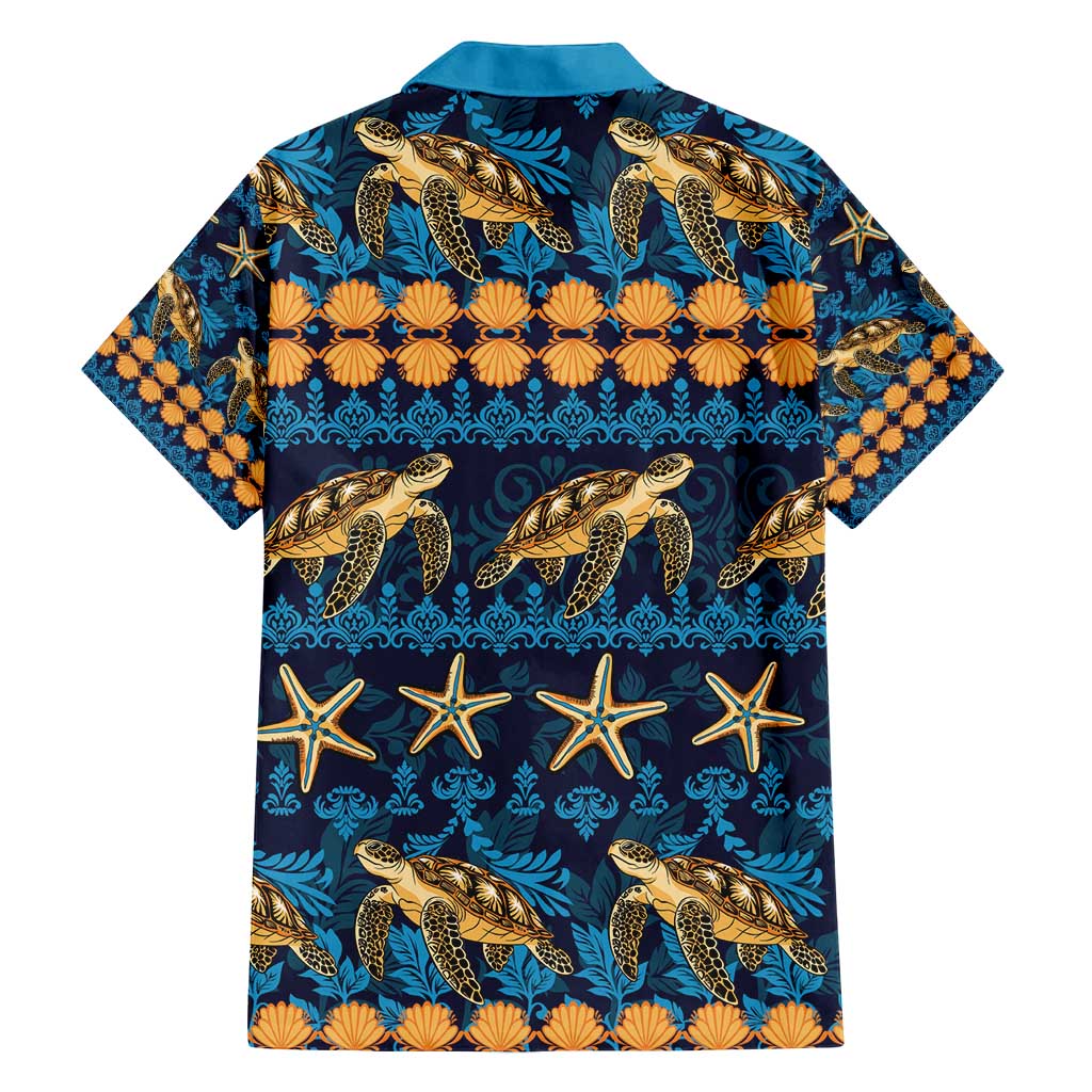 Hawaii Turtles Starfish Unique Pattern Family Matching Off Shoulder Maxi Dress and Hawaiian Shirt - Polynesian Pride