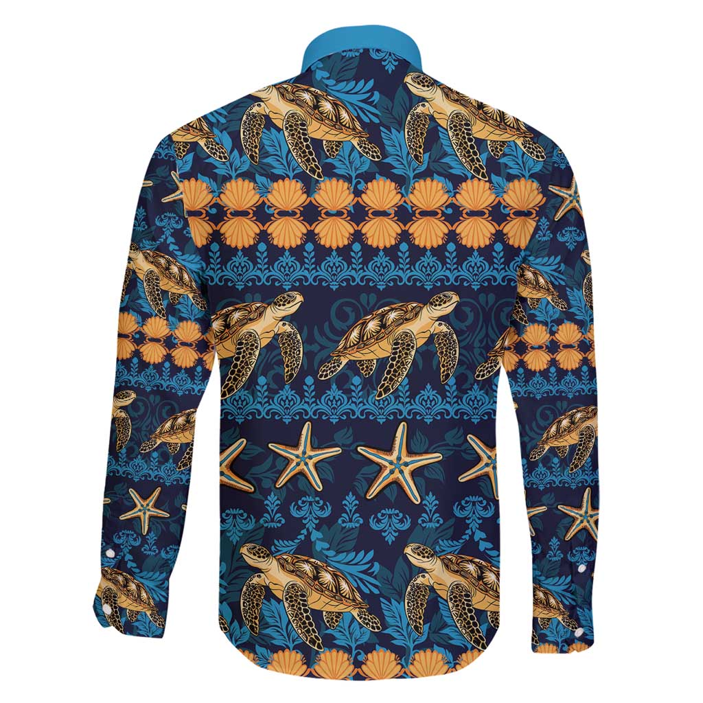 Hawaii Turtles Starfish Unique Pattern Family Matching Off Shoulder Short Dress and Hawaiian Shirt - Polynesian Pride