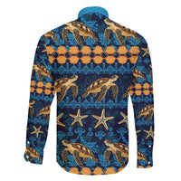 Hawaii Turtles Starfish Unique Pattern Family Matching Off Shoulder Short Dress and Hawaiian Shirt - Polynesian Pride
