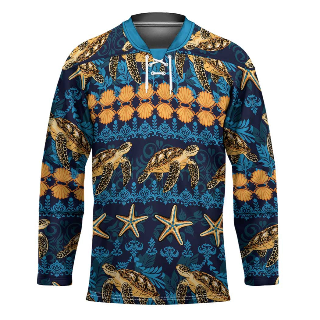 Hawaii Turtles Starfish Unique Pattern Hockey Jersey - Polynesian Pride