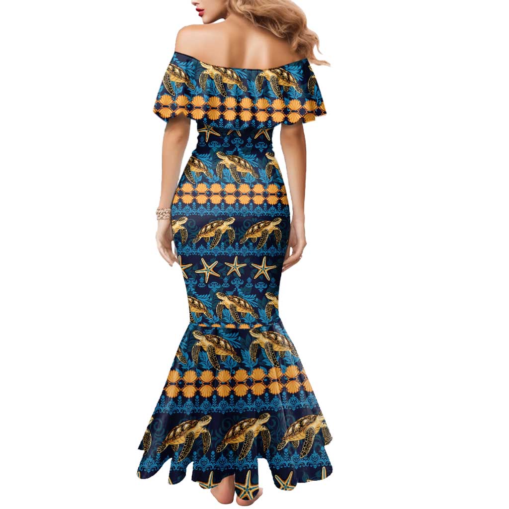 Hawaii Turtles Starfish Unique Pattern Mermaid Dress - Polynesian Pride
